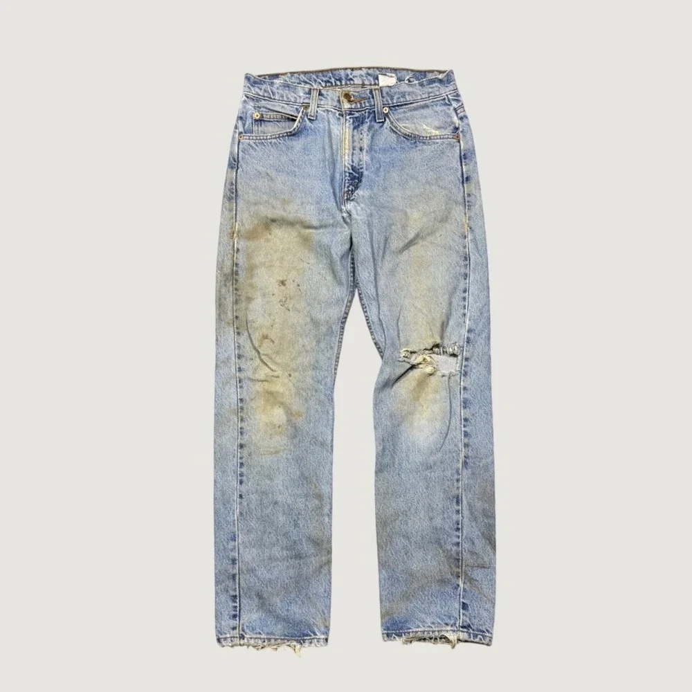 Vintage Levis 505 Orange Tab Jeans Light Wash Distressed Workwear 30x30
